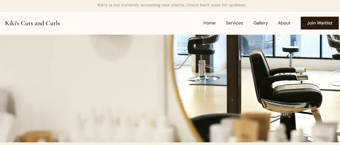 Screenshot of the Kiki's Cuts and Curls website