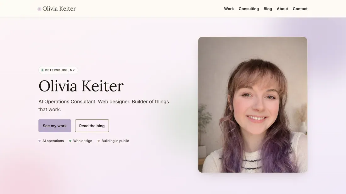 Screenshot of oliviakeiter.com