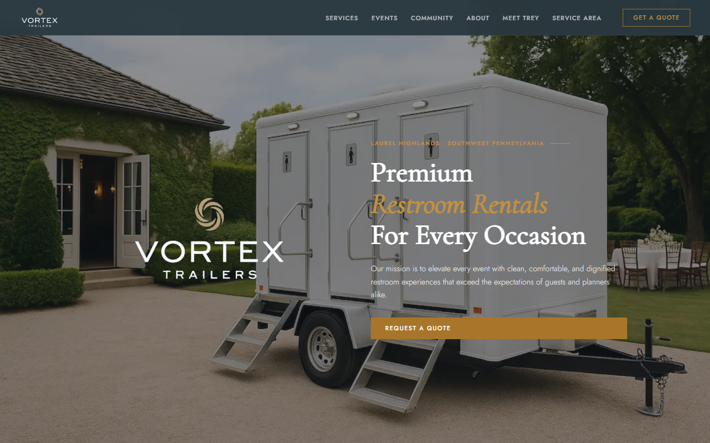 Screenshot of the Vortex Trailers website