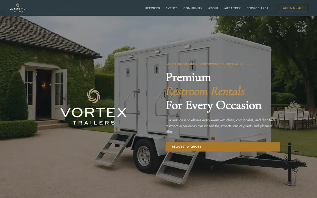 Screenshot of the Vortex Trailers website